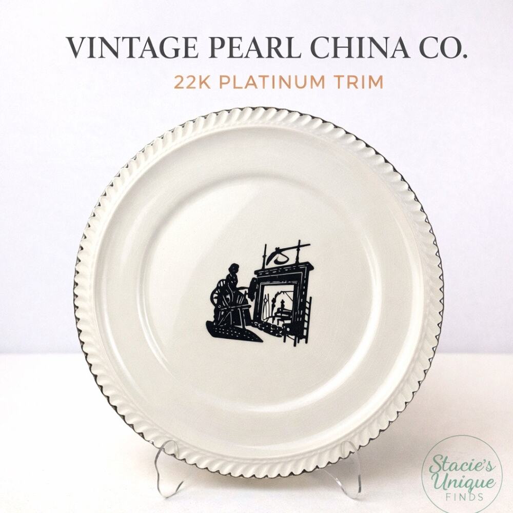 Vintage RARE Pearl China Co. Silhouette Cake Plate Serving Plate